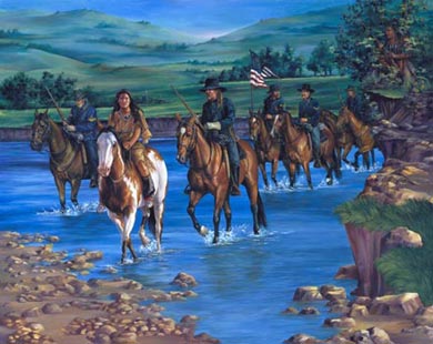 River Patrol, painting of 1800's calvary unit